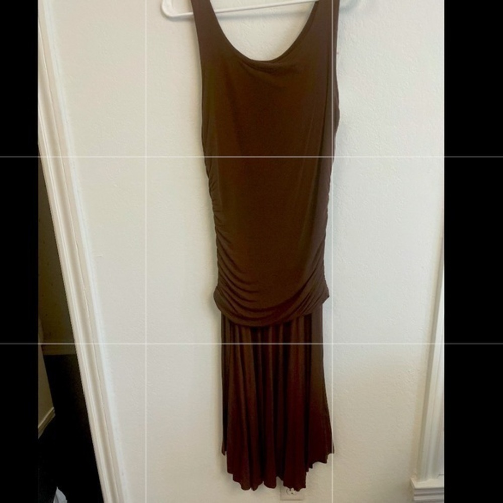 🤎FRENZII RUCHED JERSEY KNIT TANK DRESS